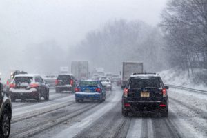 traffic in snow storm