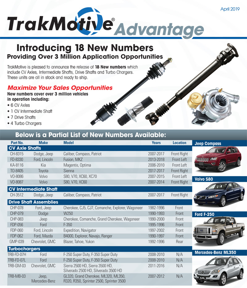 TRakmotive CV shafts, shafts, driveshafts, turbochargers