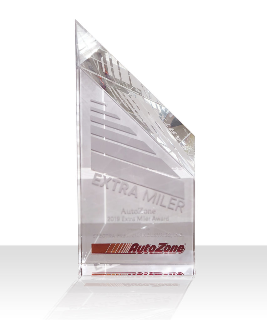 Spectra Premium Industries was awarded the AutoZone Extra Miler Award at the 2019 AutoZone Vendor Summit held at Memphis, Tennessee.