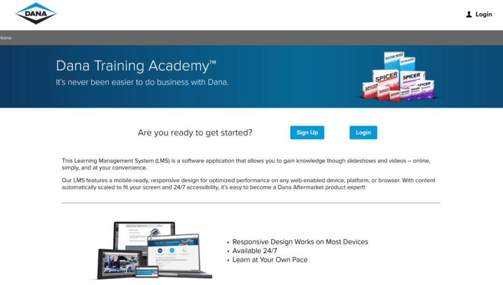 Dana Incorporated’s aftermarket group is offering free, interactive online training for automotive professionals.  The Dana Training Academy is available 24-hours-a-day and offers virtual classes that participants can complete at their own pace.