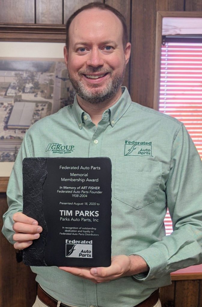 Tim Parks of South Carolina's Parks Auto Parts was honoured with the most prestigious Federated Auto Parts member recognition, the Art Fisher Memorial Award.