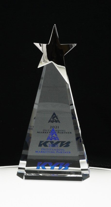 KYB has again been recognized for its marketing efforts, being chosen as the Automotive Parts Associates (APA) Outstanding Marketing Partner. 