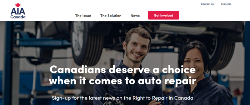 AIA Canada has launched a website dedicated to Right to Repair activity for Canada's automotive aftermarket. 