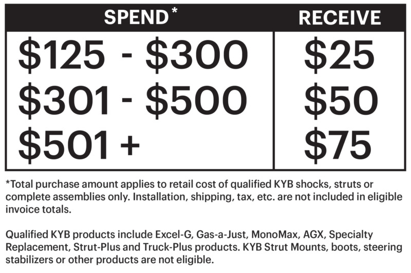 Beginning August 1, consumers will benefit with the launch of KYB’s popular Feeling is Believing consumer rebate promotion. 